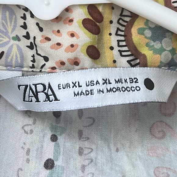 Zara Paisley Printed Midi Belted Shirt Dress Size XL - Picture 14 of 15